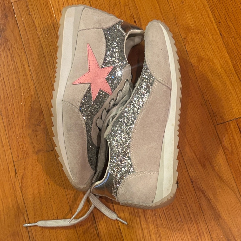 Vintage Havana Shooter Glitter Star Sneakers - Pink Star, Silver Glitter Sz 6
